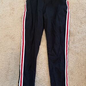 Zaful Black Joggers with Red and White Stripes